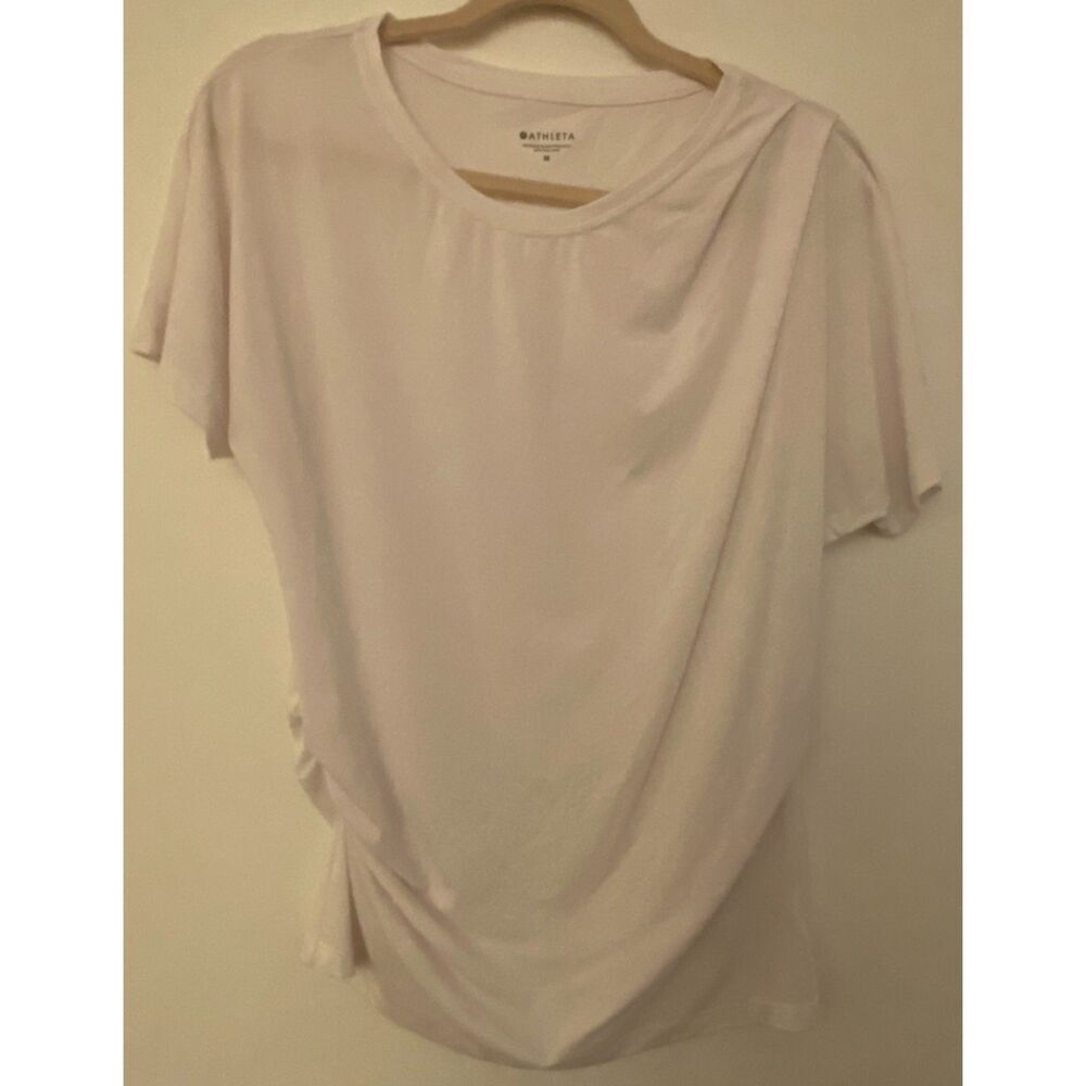 Athleta White Short Sleeve Lightweight Cinched Shirt Women's Sz Medium